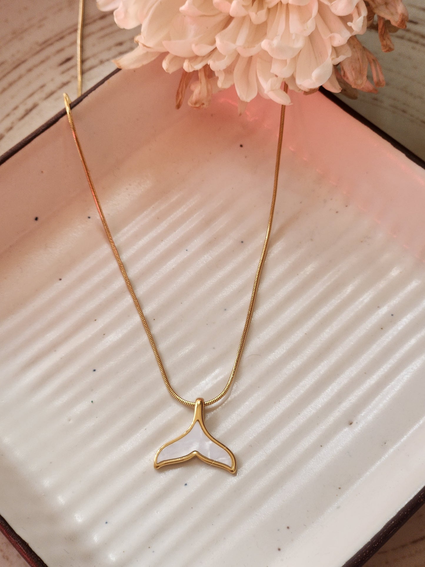 Whale Tail Necklace With Pearl