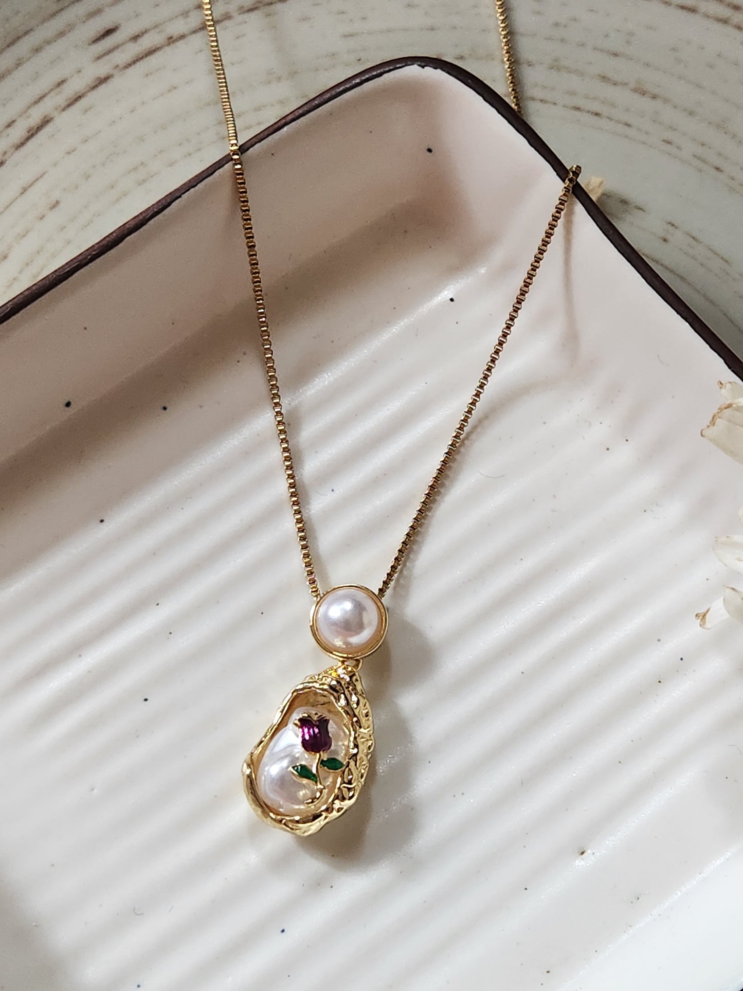 Pearl Rose Vintage Necklace
