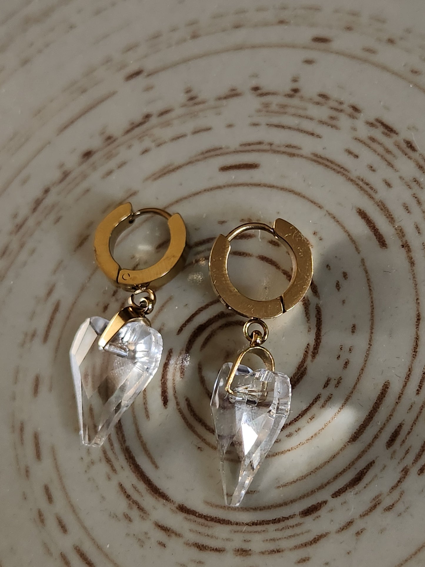 Crystal Heart Dangler Earrings