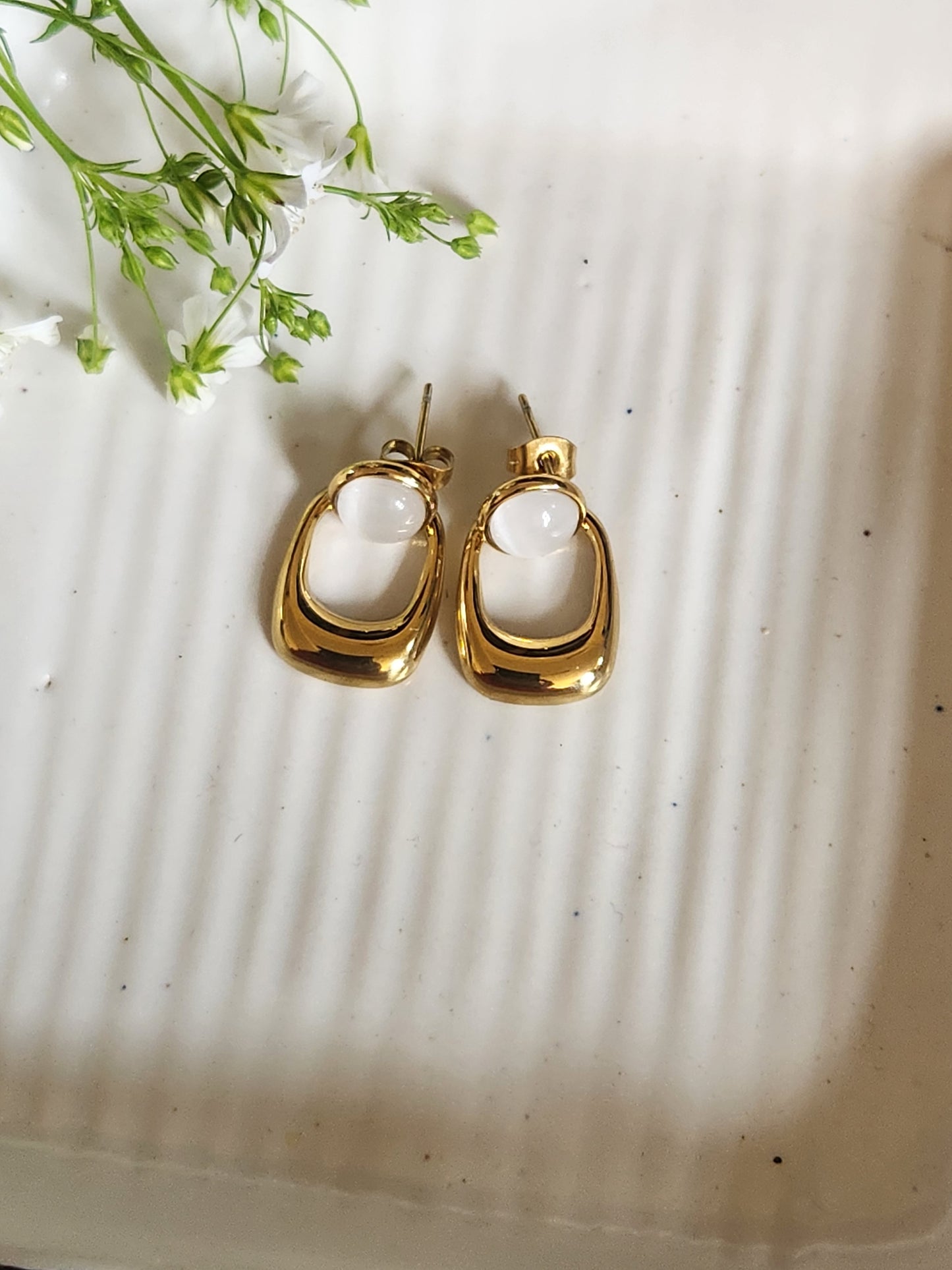 Pearl Square Earrings