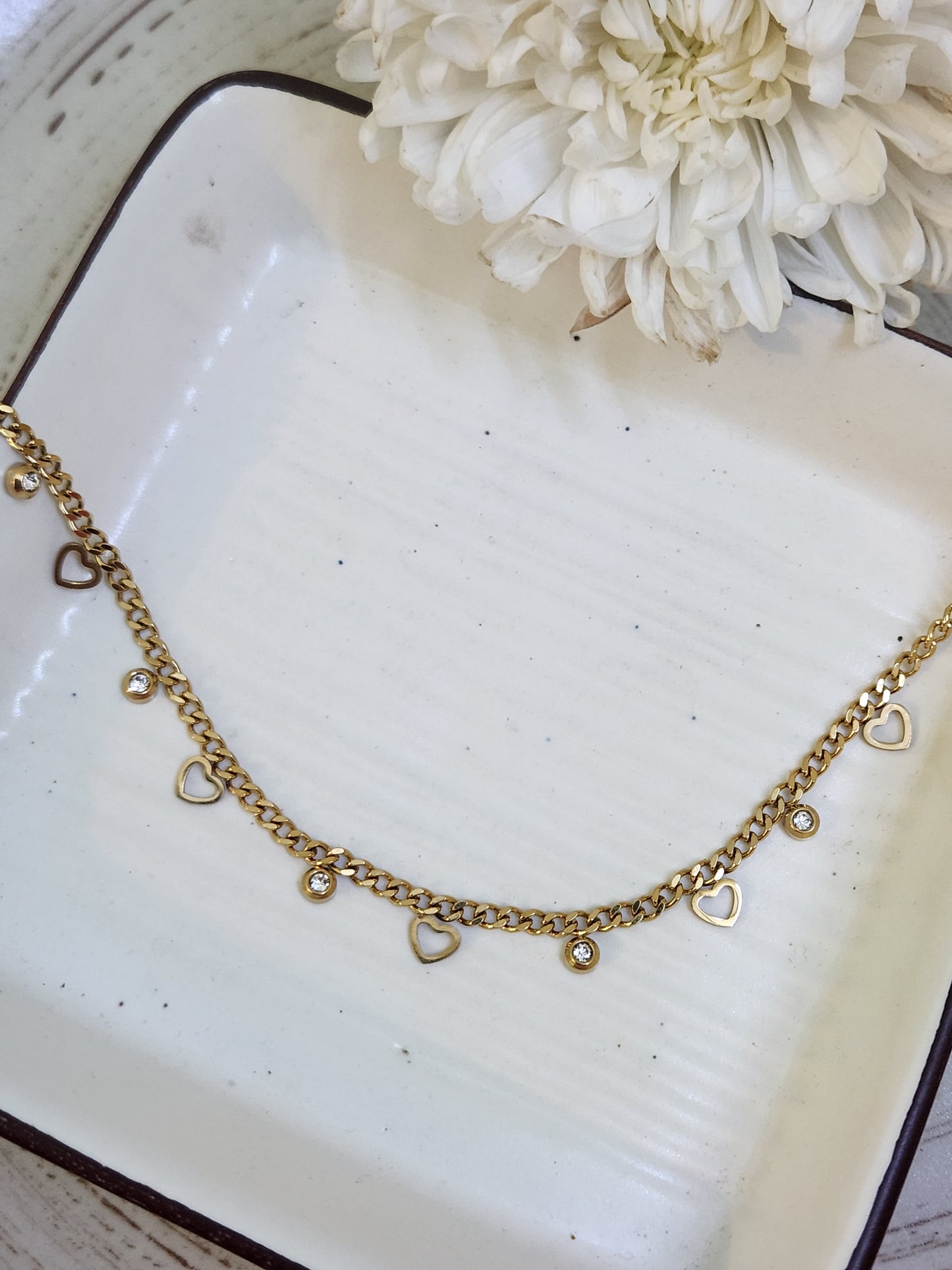 Hollow Heart &Zircon Chain