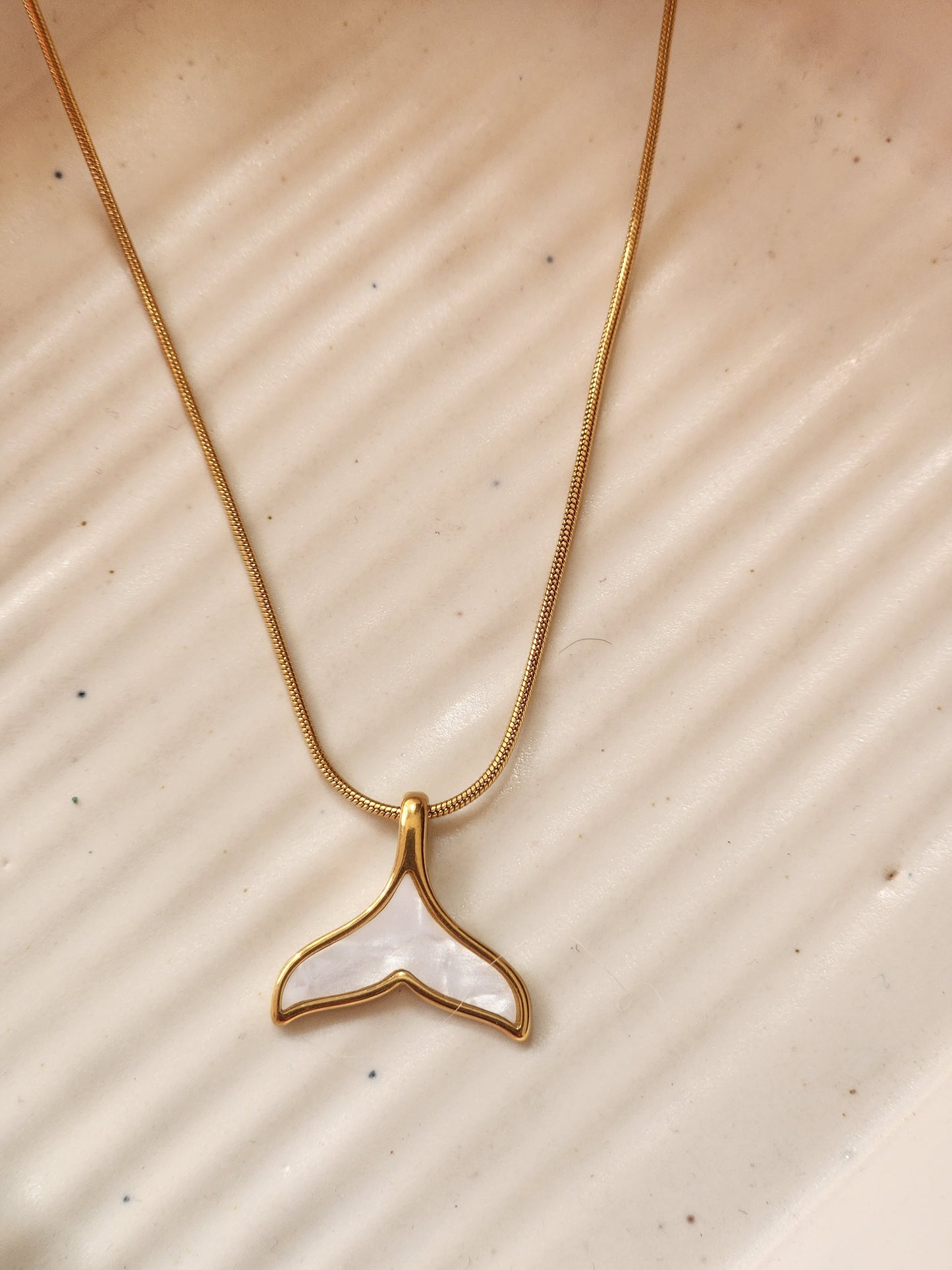 Whale Tail Necklace With Pearl