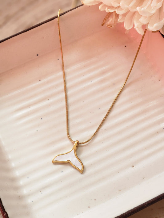 Whale Tail Necklace With Pearl