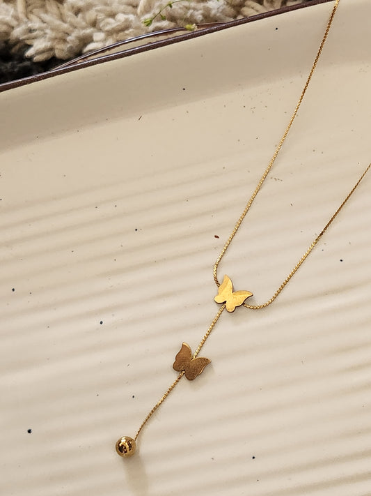 Duo Butterfly Dangler Necklace
