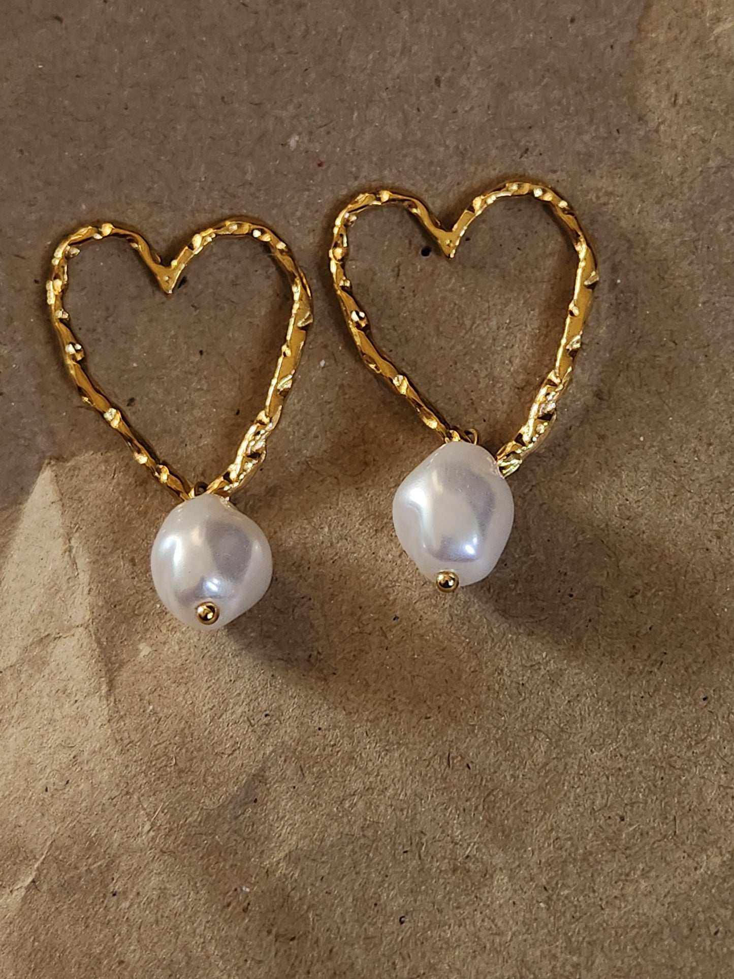 Heart Pearl Drop Earrings