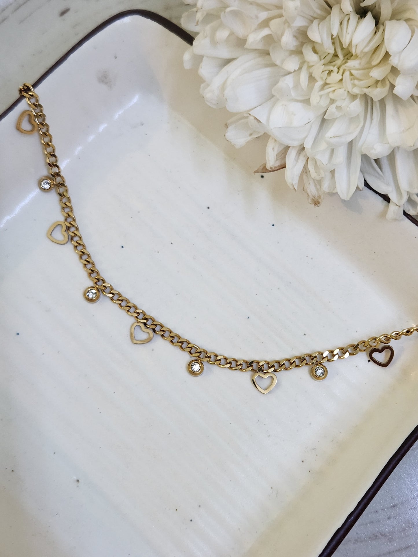 Hollow Heart &Zircon Chain