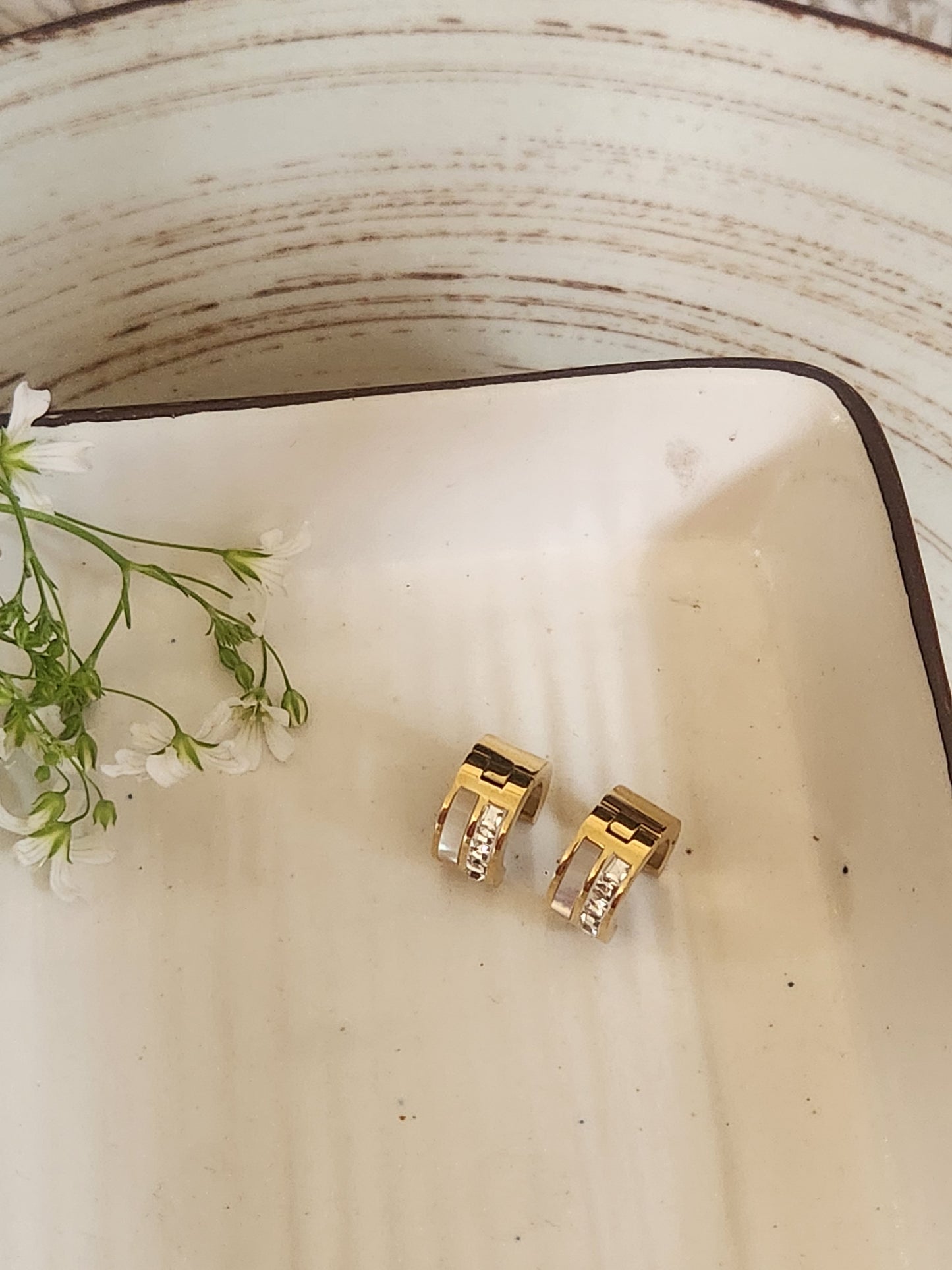 Pearl Zircon Dual Mini Hoops